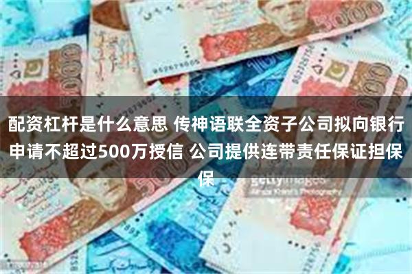 配资杠杆是什么意思 传神语联全资子公司拟向银行申请不超过500万授信 公司提供连带责任保证担保