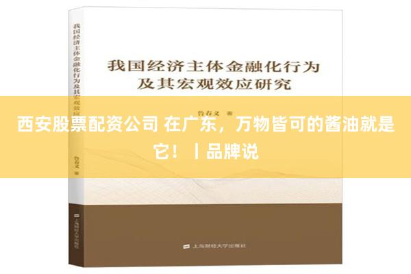 西安股票配资公司 在广东，万物皆可的酱油就是它！丨品牌说