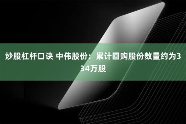 炒股杠杆口诀 中伟股份：累计回购股份数量约为334万股